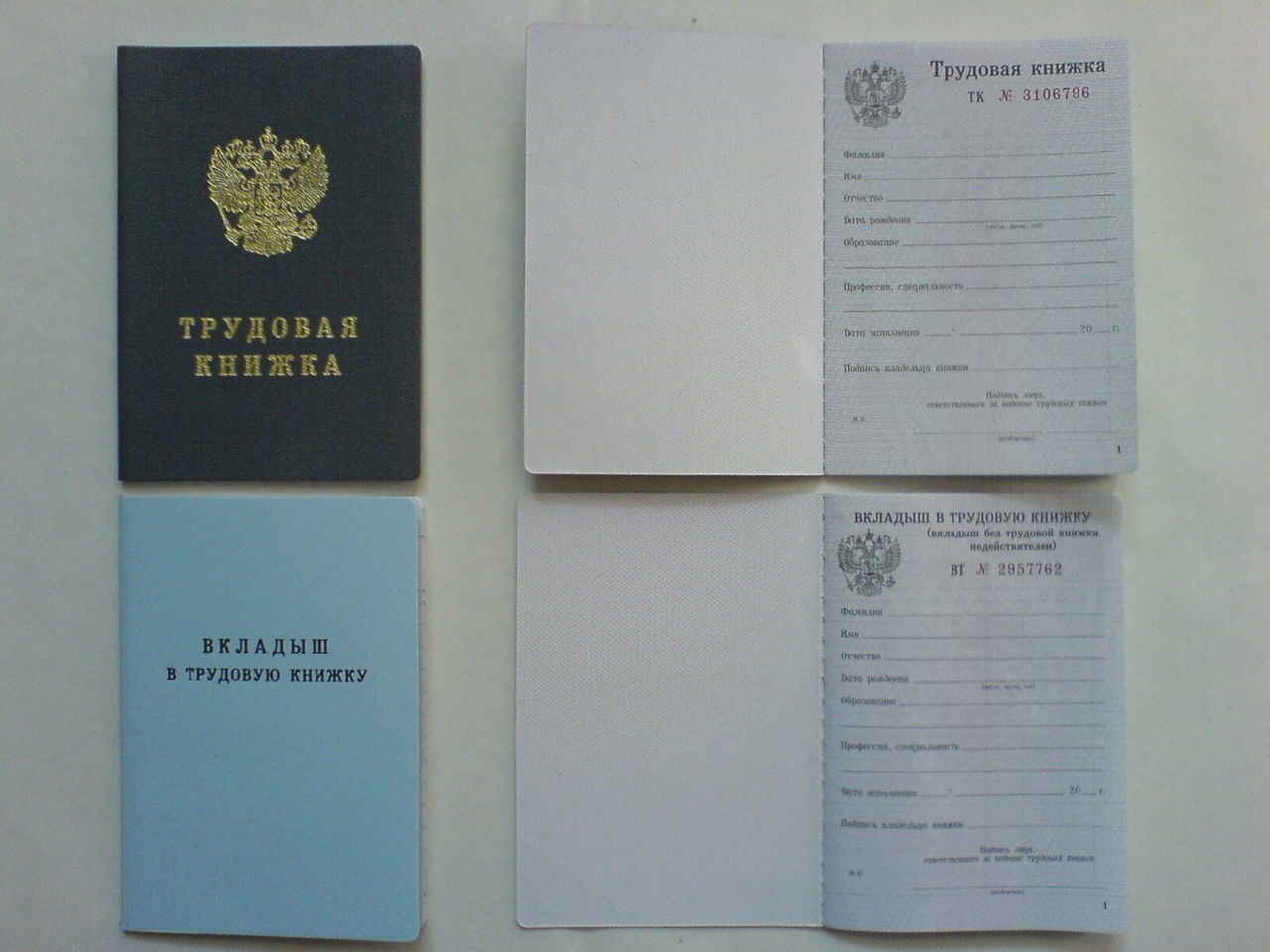 Вкладыш к трудовой книжке