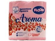 Бумага туалетная "Floom арома. Земляника" розовая 2-х слойная 4 рулона